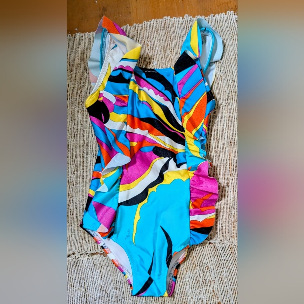 Emilio Pucci  • Girl's One Piece Ruffle  Bathing Suit , size 2